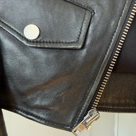 A.L.C. Women's Sleek Black Cropped Leather Jacket - Sz: Small - Picture 6 of 8